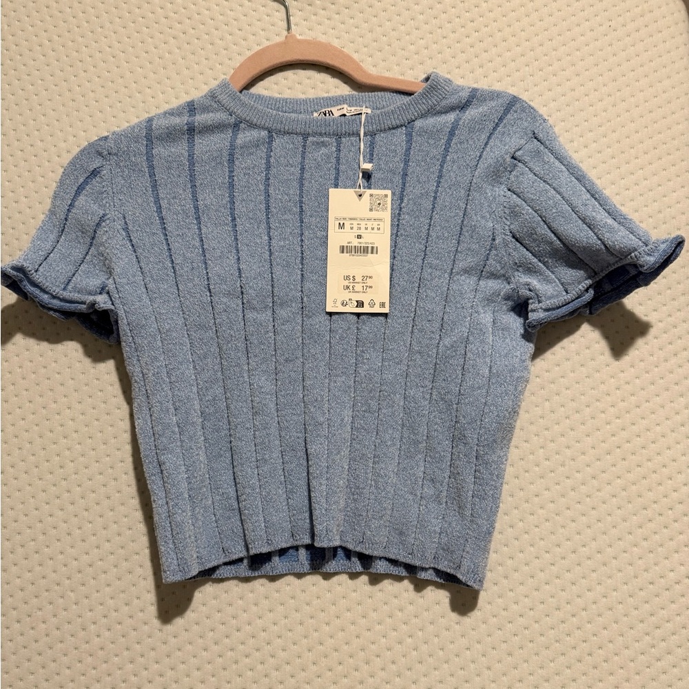 Blue Striped Knit Top